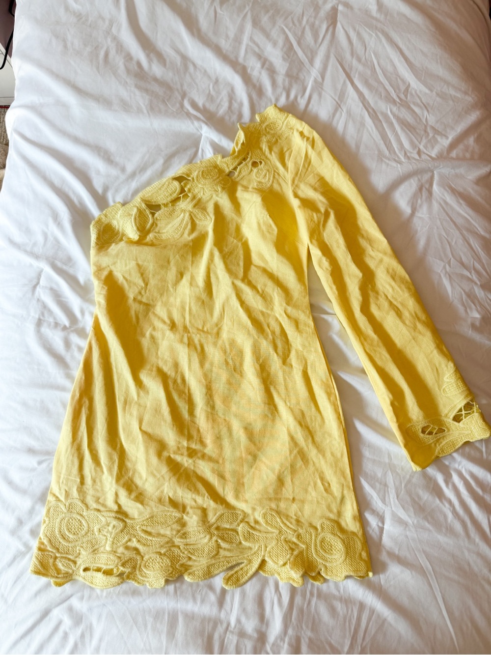 Altar’d State Layne Yellow One Shoulder Mini Dress Size Small